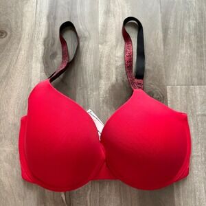 Victoria's‎ Secret Red Demi Bra 32DDD F70 Lightly Lined T-Shirt Glitter Strap